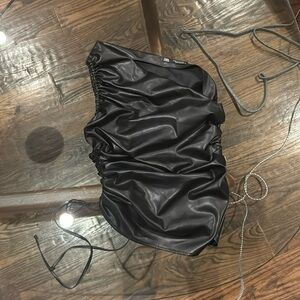 One shoulder faux leather Zara top